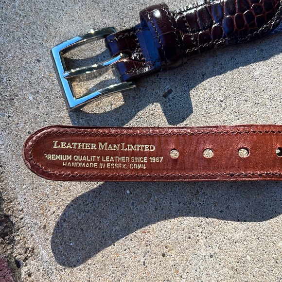 Leather Man Limited leather/canvas striped belt Sz 40 - Picture 2 of 3